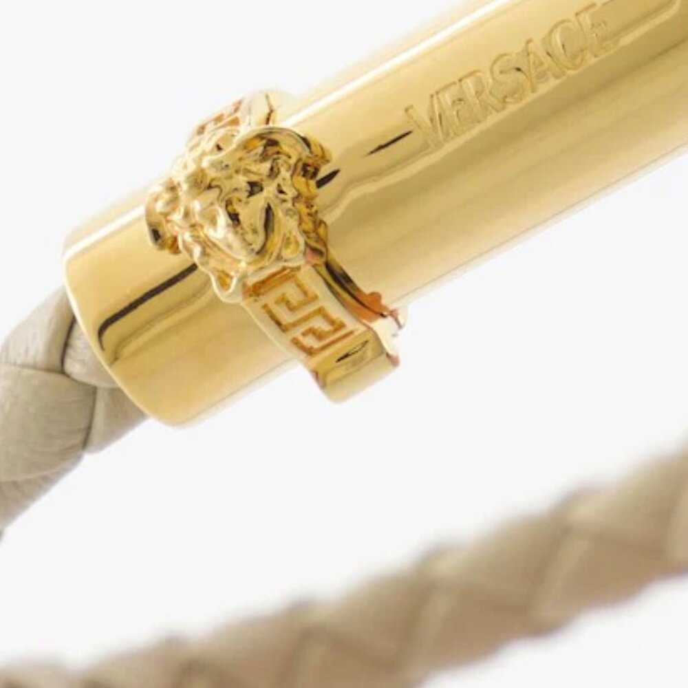 Versace Leather and Brass Medusa Head Cuff Bracelet, size Medium or Large - Picture 13 of 14